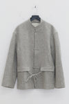 SAMUEL GUI YANG 25 Autumn and Winter Drawstring Jacket/Belt Scottish Tweed Wool Skirt SGY-AW25BMWJT08-1-1-GREY MELANGE Jacket